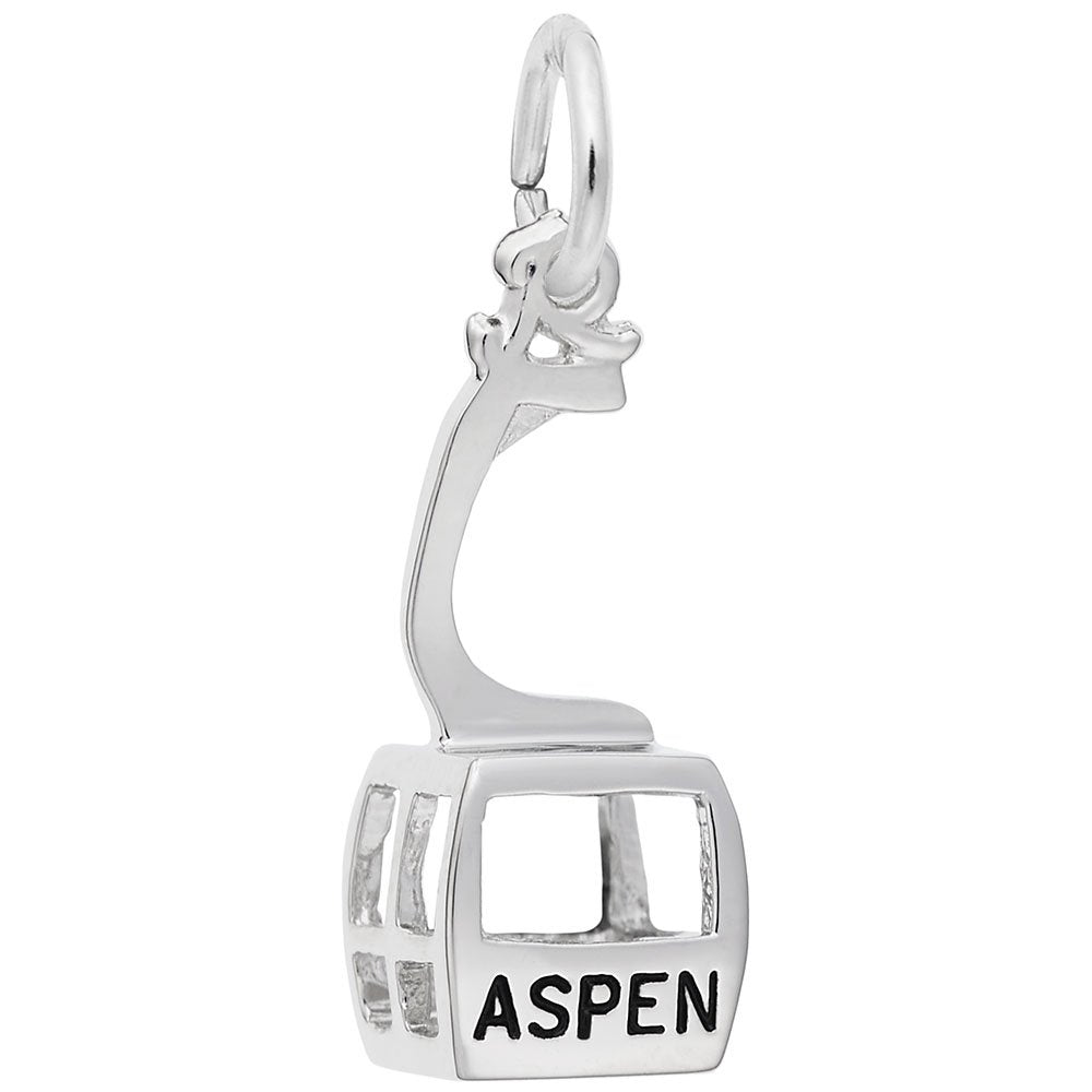 Image Title Rembrandt Charms 925 Sterling Silver Aspen Gondola W/Black Charm Pendant
