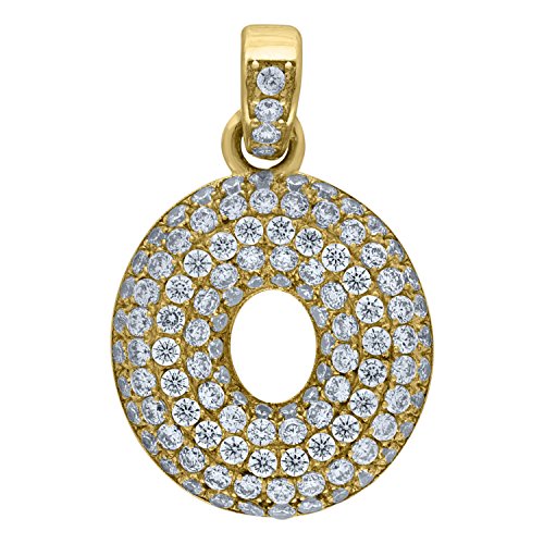 Image Title 10kt Yellow Gold Unisex Cubic Zirconia CZ Initial Letter O Charm Pendant