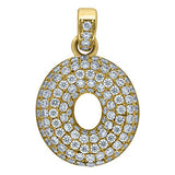 Image Title 10kt Yellow Gold Unisex Cubic Zirconia CZ Initial Letter O Charm Pendant