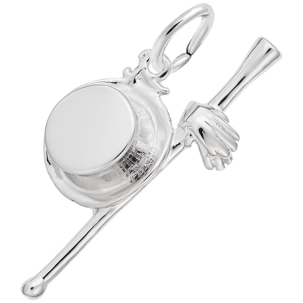 Image Title Rembrandt Charms 925 Sterling Silver Top Hat, Cane & Gloves Charm Pendant