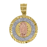 Image Title 14kt Gold Unisex Tri-color DC Nuestra De Guadalupe Medallion Religious Ht:23.7mm Pendant Charm