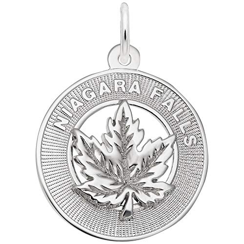Image Title Rembrandt Charms 925 Sterling Silver Niagara Falls Maple Leaf Charm Pendant
