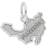 Image Title Rembrandt Charms 925 Sterling Silver St. Maarten Map W/Border Charm Pendant