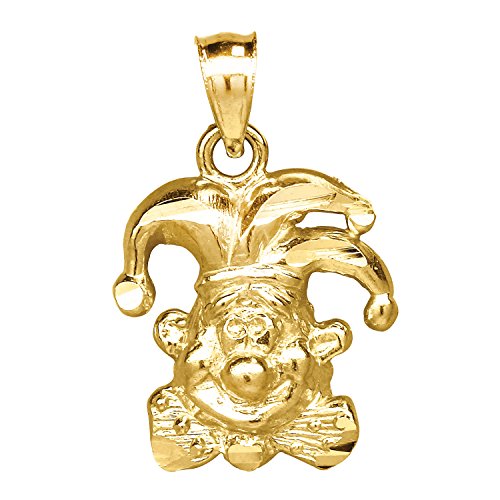 Image Title 10kt Gold Textured Unisex Clown Ht:21.1mm x W:13.1mm Fashion Charm Pendant