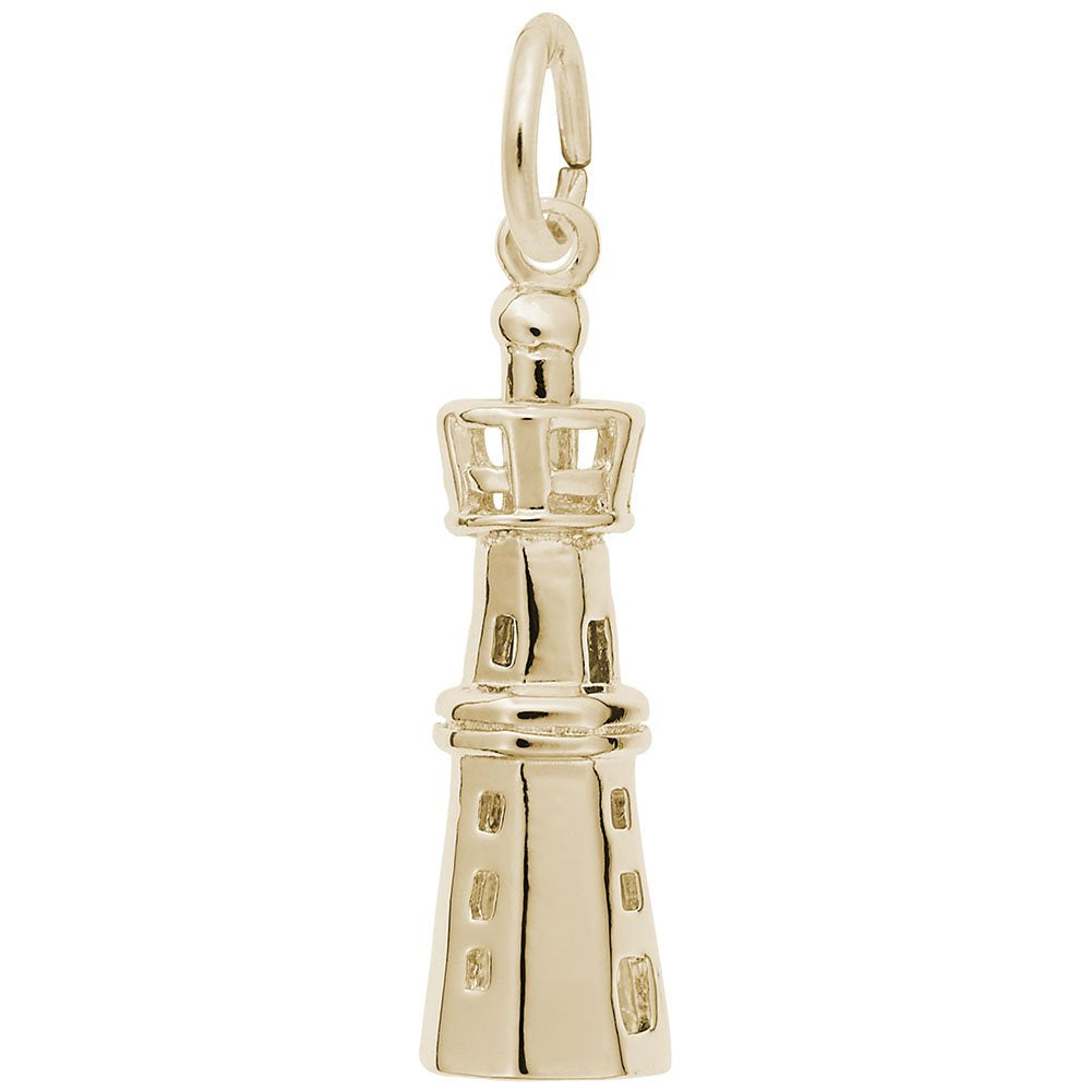 Image Title Rembrandt Charms 14K Yellow Gold Lighthouse Charm Pendant