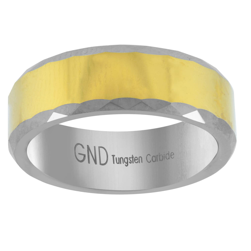 Image Title Tungsten Two-tone Multi-facet edges Mens Comfort-fit 7mm Size-8.5 Wedding Anniversary Band