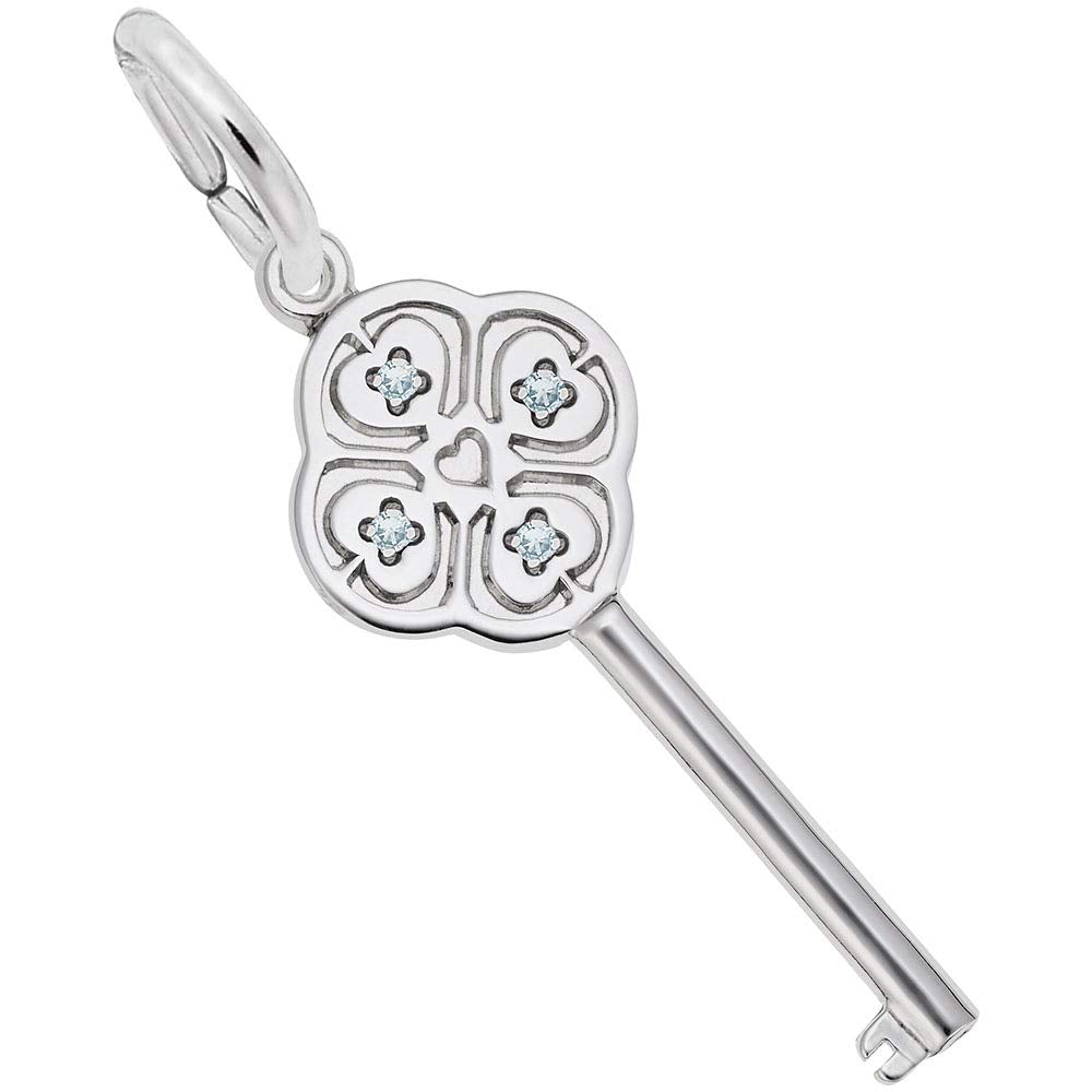 Image Title Rembrandt Charms 925 Sterling Silver Key Lg 4 Heart March Charm Pendant