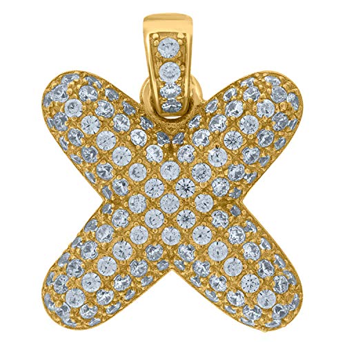 Image Title 10kt Yellow Gold Unisex Cubic Zirconia CZ Initial X Charm Pendant