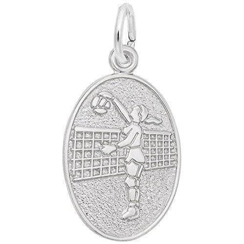 Image Title Rembrandt Charms 14K Yellow Gold Female Volleyball Charm Pendant