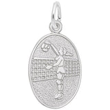Image Title Rembrandt Charms 14K Yellow Gold Female Volleyball Charm Pendant