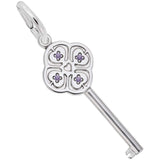Image Title Rembrandt Charms 925 Sterling Silver Key Lg 4 Heart Feb Charm Pendant