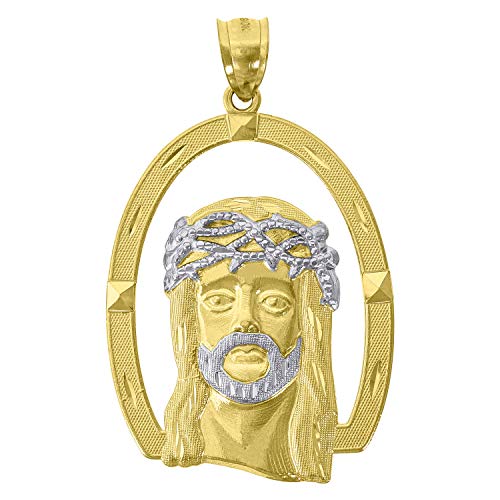 Image Title 10kt Two-tone Gold Mens Women Textured Jesus Christ Religious Charm Pendant