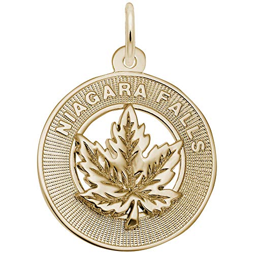 Image Title Rembrandt Charms Gold Plated Sterling Silver Niagara Falls Maple Leaf Charm Pendant