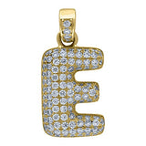 Image Title 10kt Yellow Gold Unisex Cubic Zirconia CZ Initial Letter E Charm Pendant