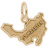 Image Title Rembrandt Charms 14K Yellow Gold St. Maarten Map W/Border Charm Pendant