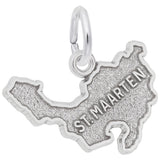 Image Title Rembrandt Charms St. Maarten Map W/Border Charm Pendant Available in Gold or Sterling Silver