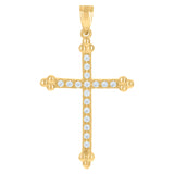 Image Title 10kt Gold Two-tone CZ Unisex Cross Ht:34.2mm x W:19.1mm Religious Charm Pendant