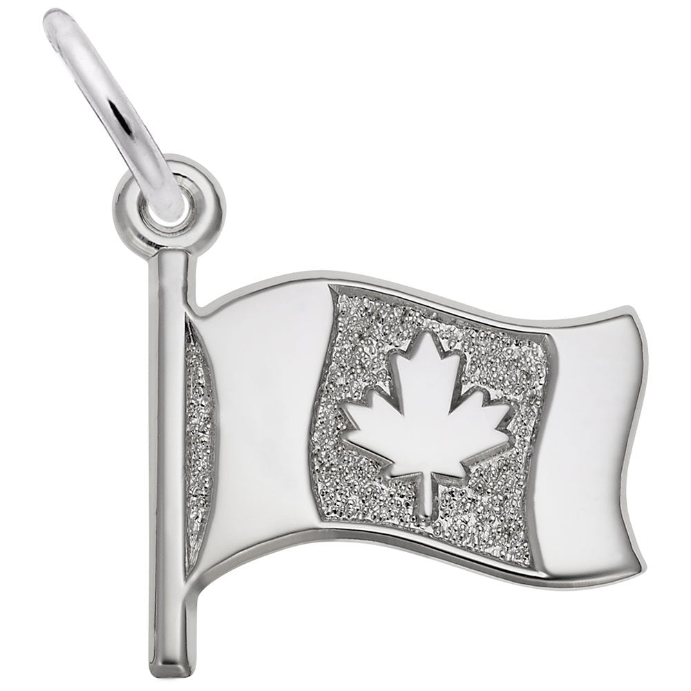 Image Title Rembrandt Charms 925 Sterling Silver Canadian Flag Charm Pendant