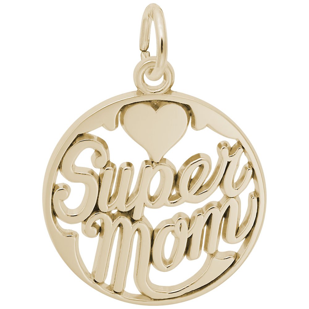 Image Title Rembrandt Charms Gold Plated Sterling Silver Supermom Charm Pendant