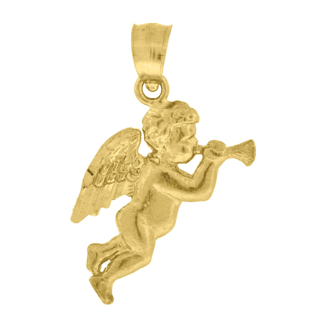 Image Title 10kt Yellow Gold Unisex Polished Finish Cupid Angel Religious Charm Pendant