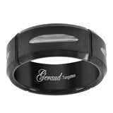 Image Title Tungsten Black Diamond cut Mens Comfort-fit 8mm Size-9 Wedding Anniversary Band