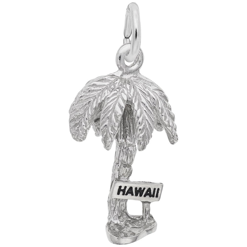 Image Title Rembrandt Charms 14K White Gold Hawaii Palm Charm Pendant