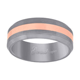 Image Title Tungsten Brushed Rose-tone Center Beveled Edges Mens Comfort-fit 8mm Size-11.5 Wedding Anniversary Band