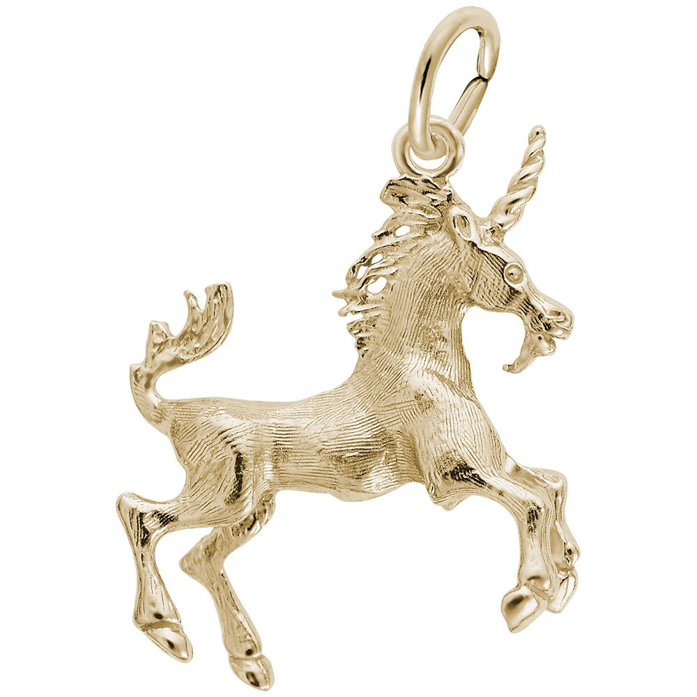 Image Title Rembrandt Charms 14K Yellow Gold Unicorn Charm Pendant