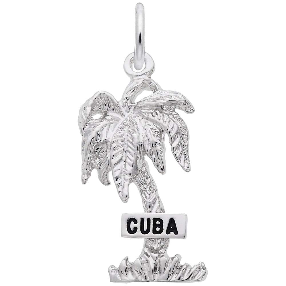 Image Title Rembrandt Charms 925 Sterling Silver Cuba Palm W/Sign Charm Pendant