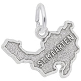 Image Title Rembrandt Charms 925 Sterling Silver St. Maarten Map W/Border Charm Pendant