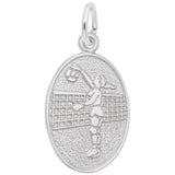 Image Title Rembrandt Charms 14K White Gold Female Volleyball Charm Pendant