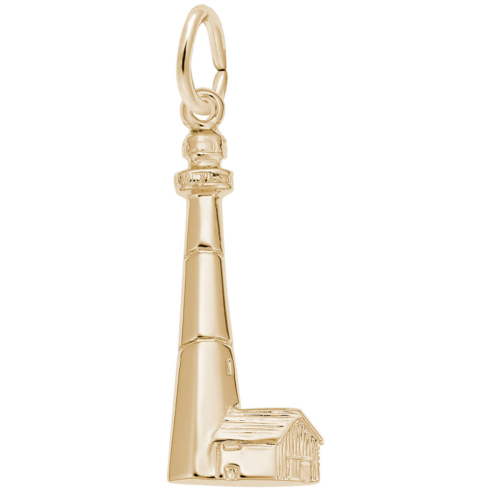 Image Title Rembrandt Charms 10K Yellow Gold Tybee, Ga Lighthouse Charm Pendant