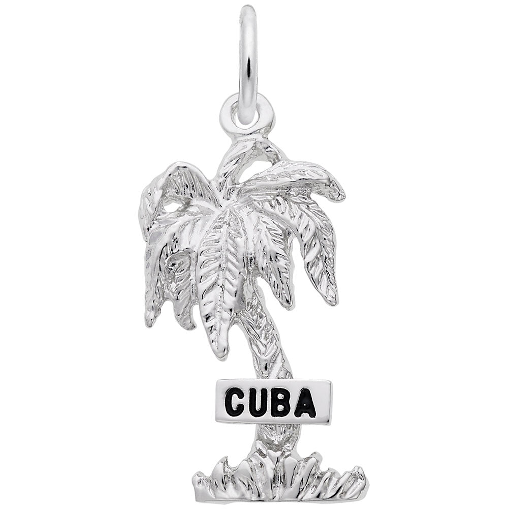 Image Title Rembrandt Charms 925 Sterling Silver Cuba Palm W/Sign Charm Pendant