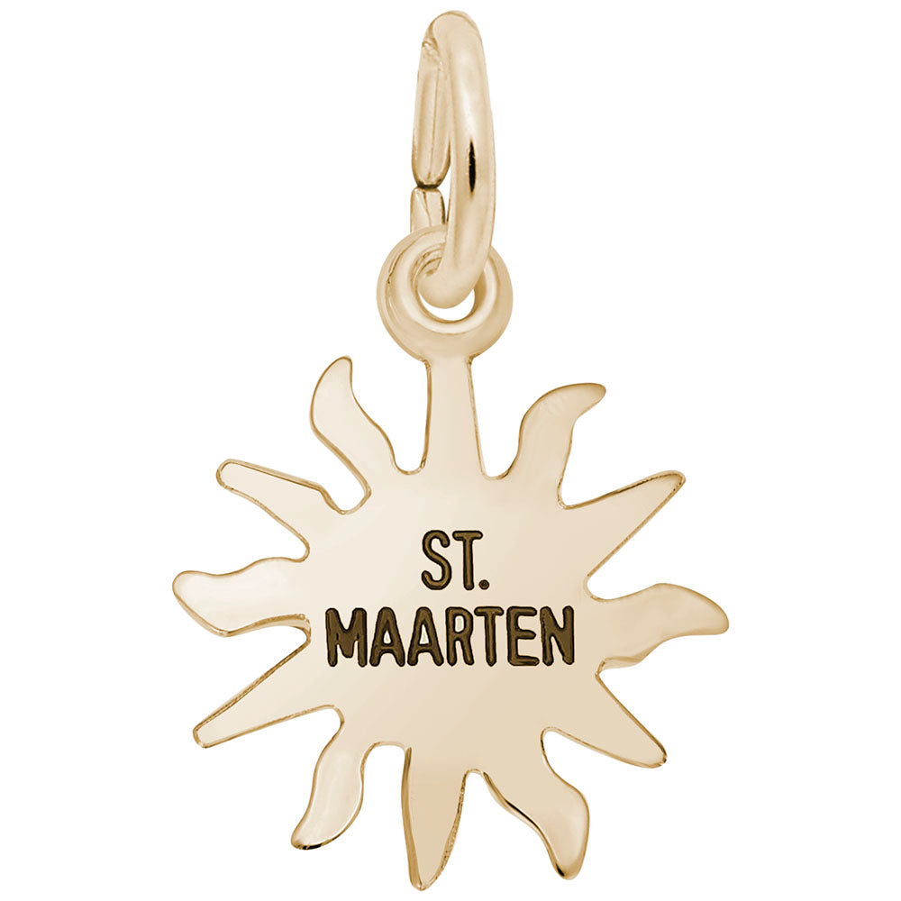 Image Title Rembrandt Charms Gold Plated Sterling Silver St. Maarten Sun Small Charm Pendant