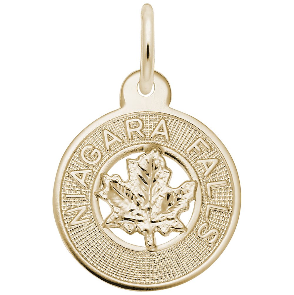 Image Title Rembrandt Charms Gold Plated Sterling Silver Niagara Falls Maple Leaf Charm Pendant