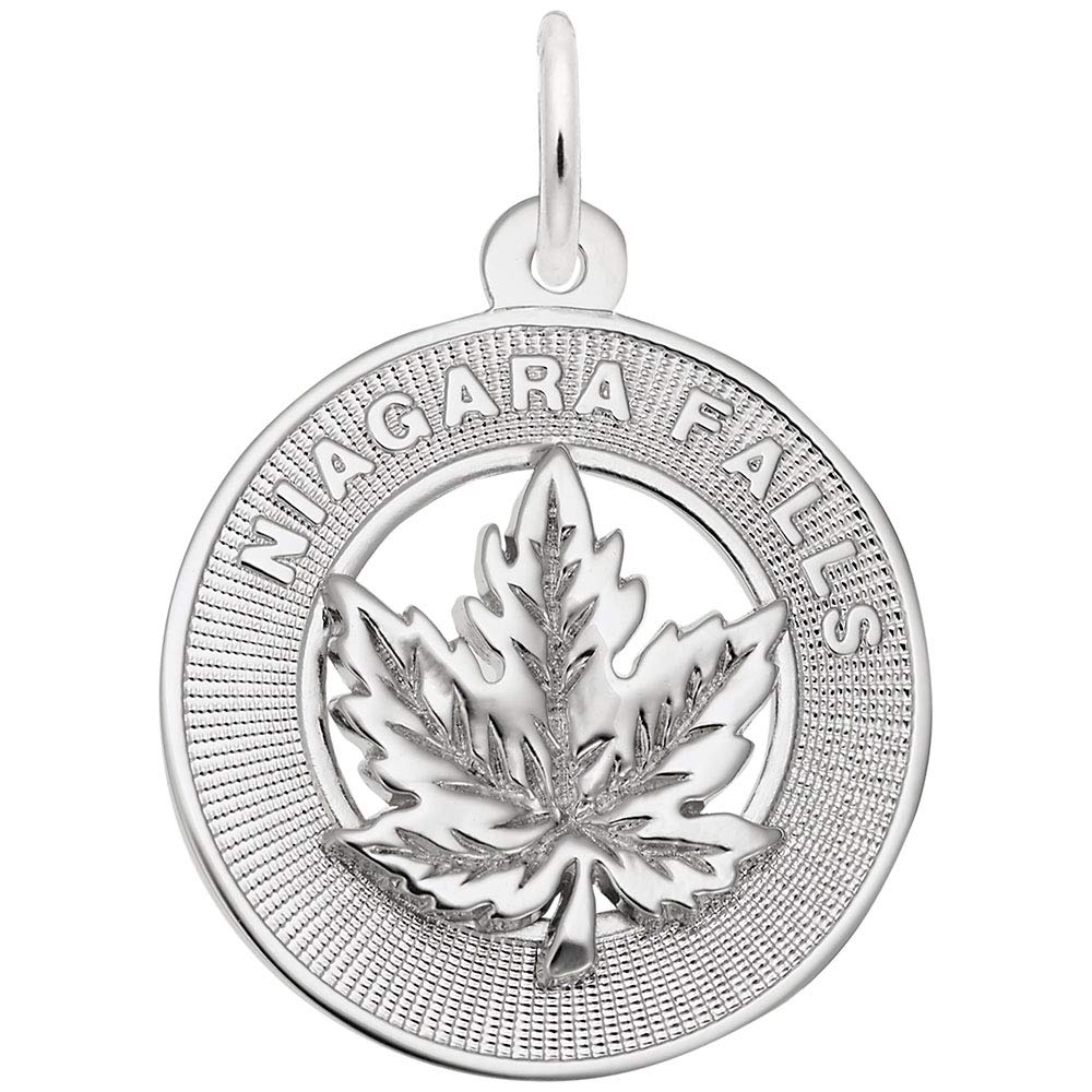 Image Title Rembrandt Charms Niagara Falls Maple Leaf Charm Pendant Available in Gold or Sterling Silver