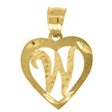 Image Title 10kt Gold DC Womens Letter W Ht:20.5mm x W:14.9mm Initial Charm Pendant