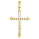 Image Title 10kt Gold Two-tone CZ Unisex Cross Ht:34.2mm x W:19.1mm Religious Charm Pendant