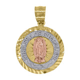 Image Title 14kt Gold Unisex Tri-color DC Nuestra De Guadalupe Medallion Religious Ht:23.7mm Pendant Charm