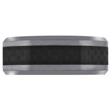 Image Title Tungsten Center Black Carbon Fiber Inlay Beveled Edges Mens Comfort-fit 8mm Sizes 7 - 14 Wedding Anniversary Band
