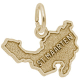 Image Title Rembrandt Charms 14K Yellow Gold St. Maarten Map W/Border Charm Pendant