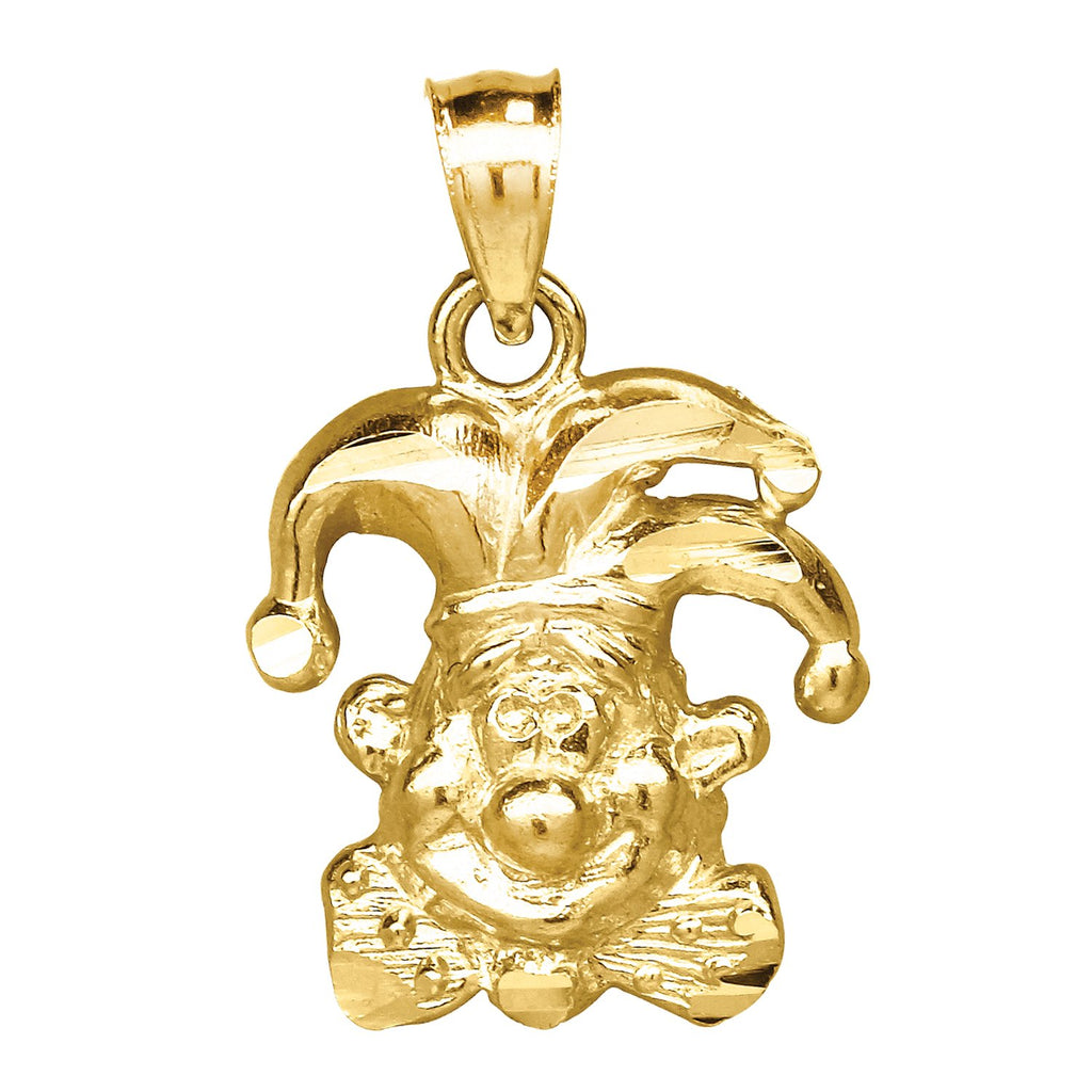 Image Title 10kt Gold Textured Unisex Clown Ht:21.1mm x W:13.1mm Fashion Charm Pendant