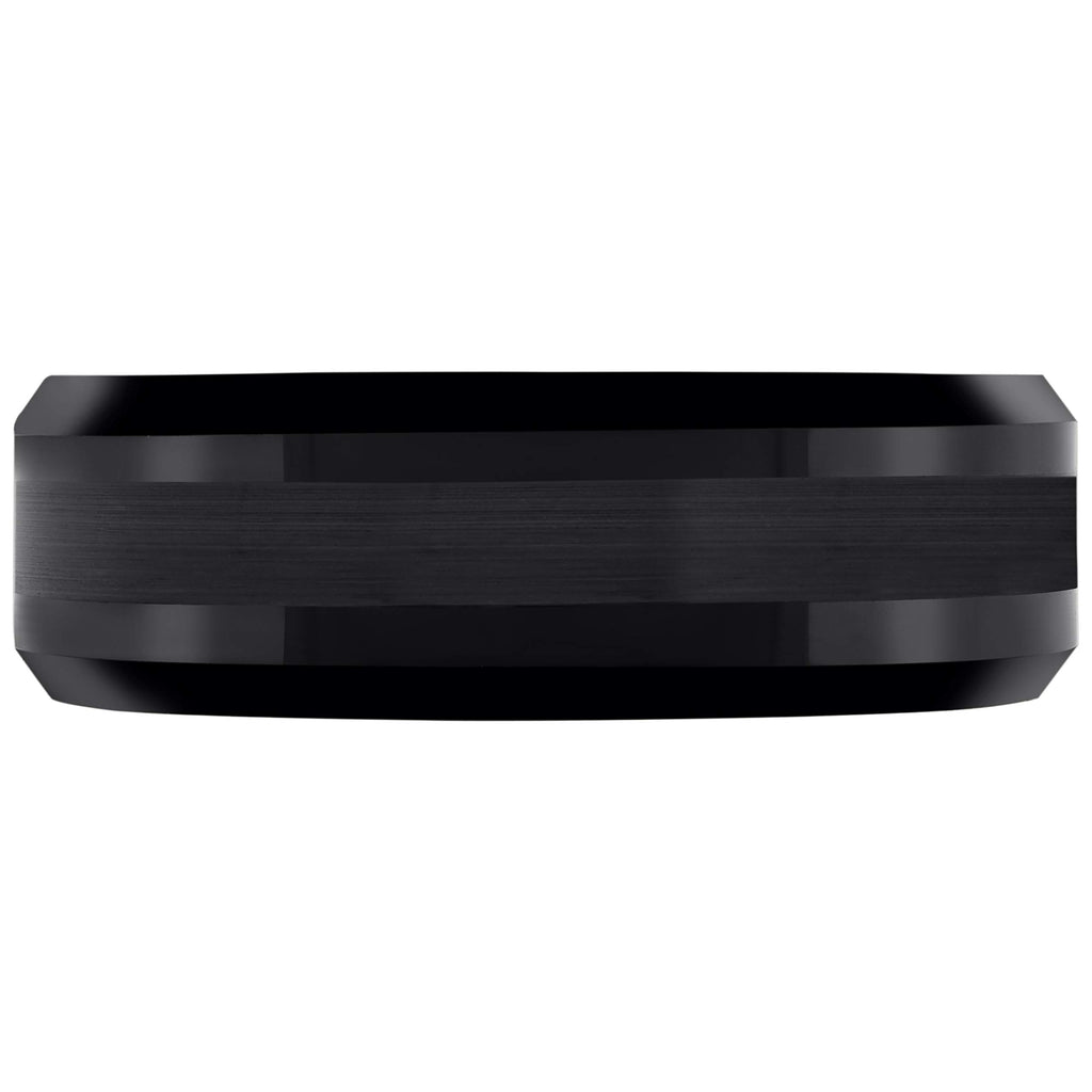 Image Title Tungsten Black Center Brushed Beveled Edges Mens Comfort-fit 8mm Sizes 7 - 14 Wedding Anniversary Band