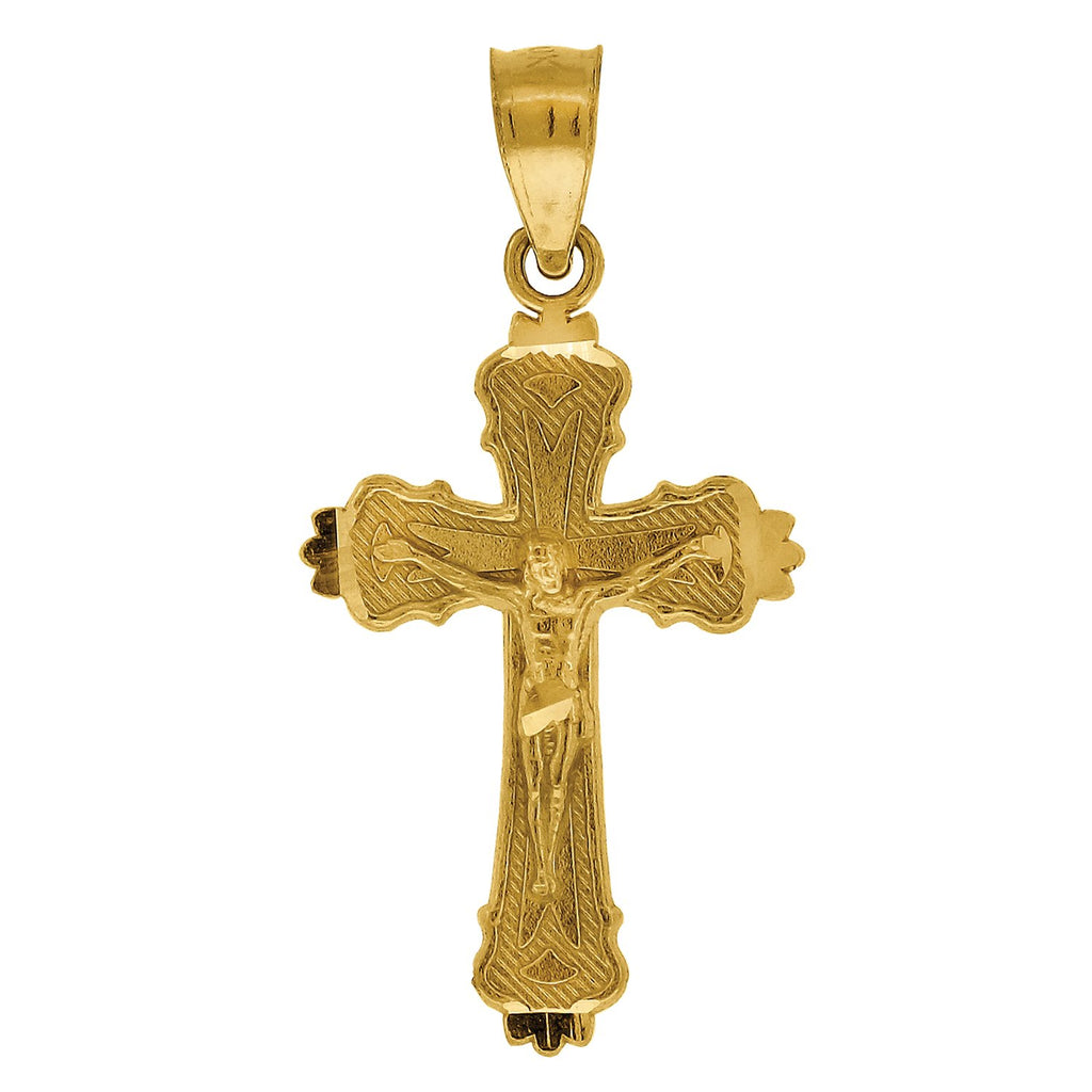 Image Title 10kt Gold DC Unisex Cross Crucifix Ht:25.1mm x W:12.6mm Religious Charm Pendant