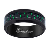 Image Title Tungsten Black Green Carbon Fiber Inlay Mens Comfort-fit 8mm Size-12.5 Wedding Anniversary Band