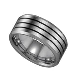 Image Title Tungsten Mens Black Lines Mens Wedding Band Comfort-Fit 9mm Size-13.5