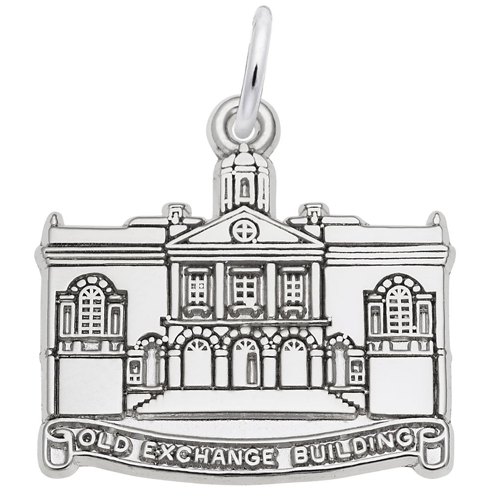 Image Title Rembrandt Charms Old Exchange Bldg Charm Pendant Available in Gold or Sterling Silver