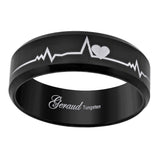 Image Title Tungsten Black Heart Beat EKG Comfort-fit 8mm Size-7.5 Mens Wedding Band