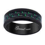 Image Title Tungsten Black Green Carbon Fiber Inlay Mens Comfort-fit 8mm Size-12 Wedding Anniversary Band
