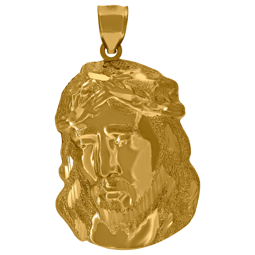 Image Title 10kt Yellow Gold Unisex Textured Jesus Christ Religious Charm Pendant